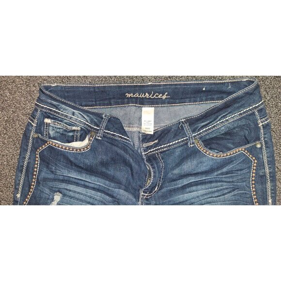 Maurices Jeans Women's Size 11/12 Dark Wash Bootcut Embellished Embroidered Blin - Picture 3 of 3